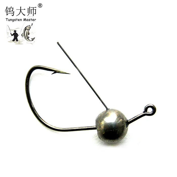 Professional bass fishing wolfram ball jig head, tungsten weight football metal fishing jigheads