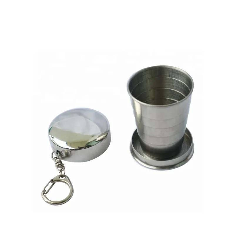 Premium Stainless Steel Telescopic Safe Outdoor Travel Camping Shot Glass Wine Glass Tumbler for Hip Flask