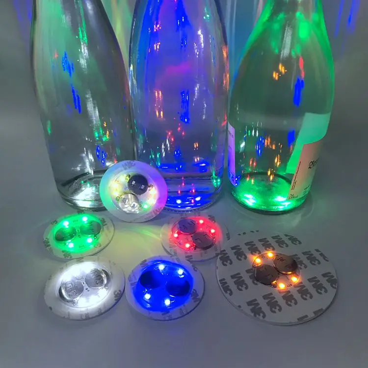 
Factory OEM LED bottle light adhesive LOGO sticker pad LED coaster waterproof LED bottle sticker for champagne Whiskey Vodka 
