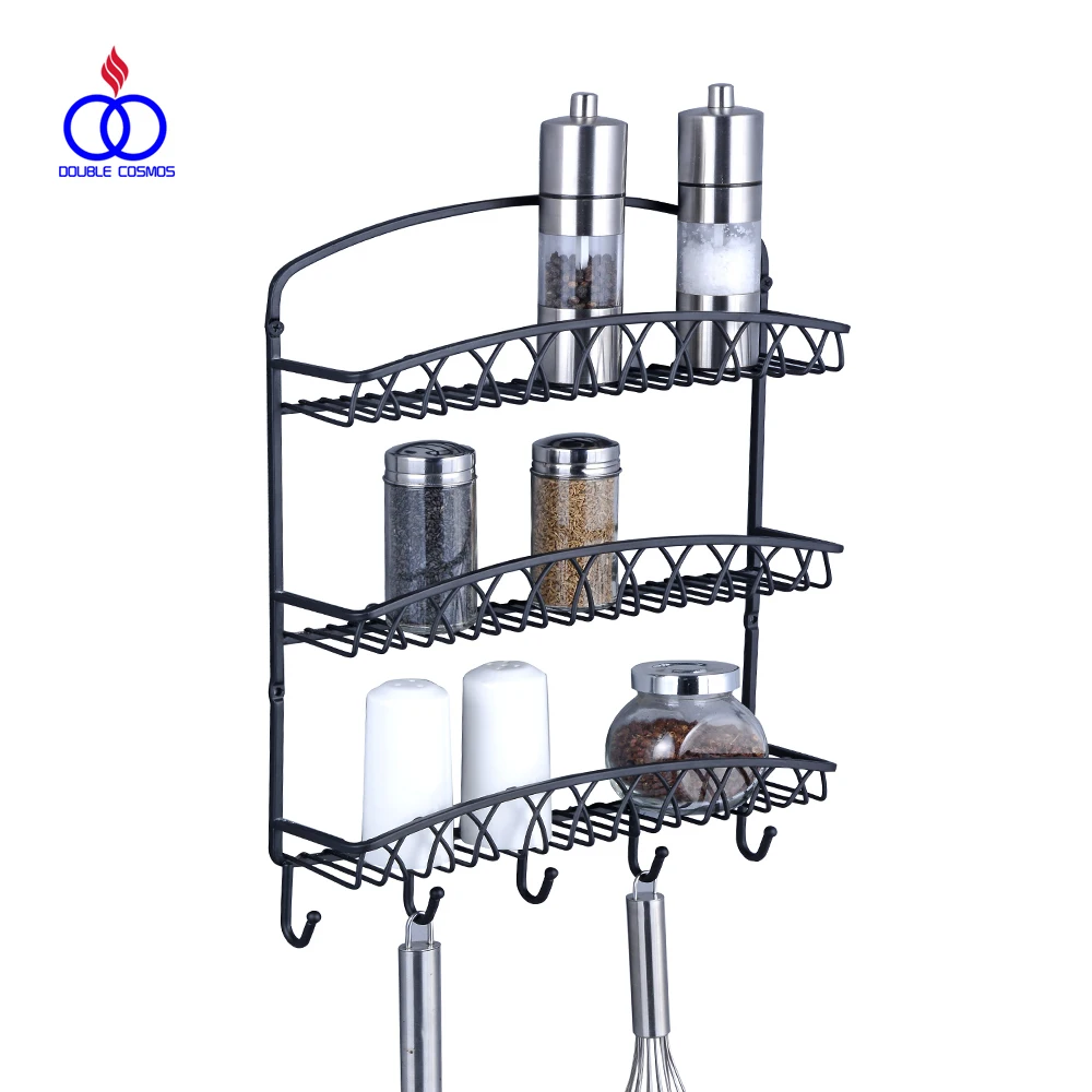 Kitchen Accessories Wrought Iron Wall Mounted Spice Rack