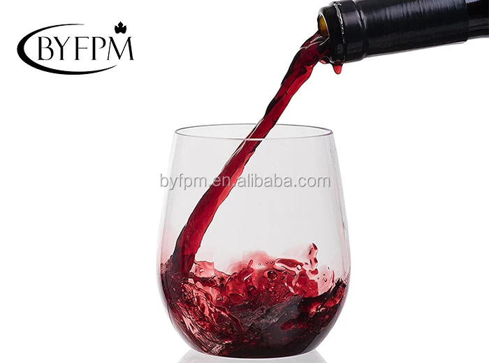 Hot Sale Transparent Red Wine Glass Stemless Wine Tumbler Plastic Wine Glasses for Wedding Party