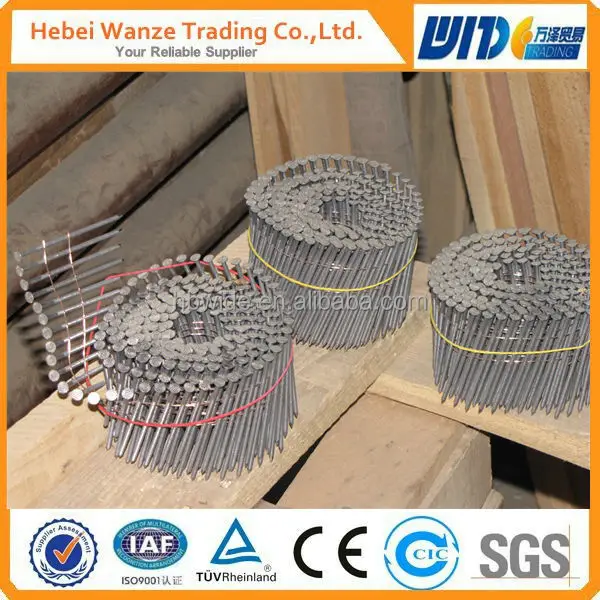 32mm Length steel coil nail With Flat Head /wire coil nails weight coil roofing nail with rubber washer