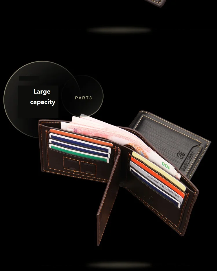 baellerry  PU leather short style Hot selling classic wallets  For Men With drawer cards,Male coin purse Card Holder Case
