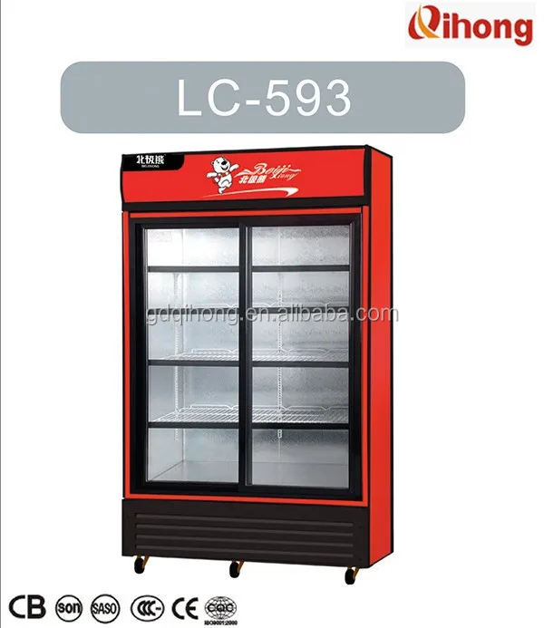 
LC-593 4 caster wheel stand beverage display compressor type showcase 593L 