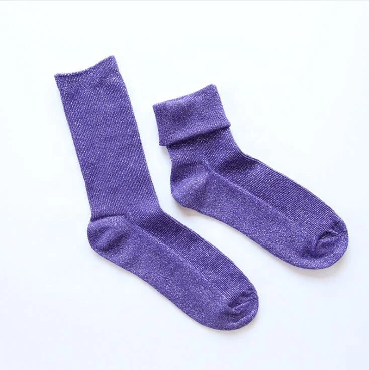 
2020 Latest arrival hot glitter silver fashion women Summer loose lurex socks 