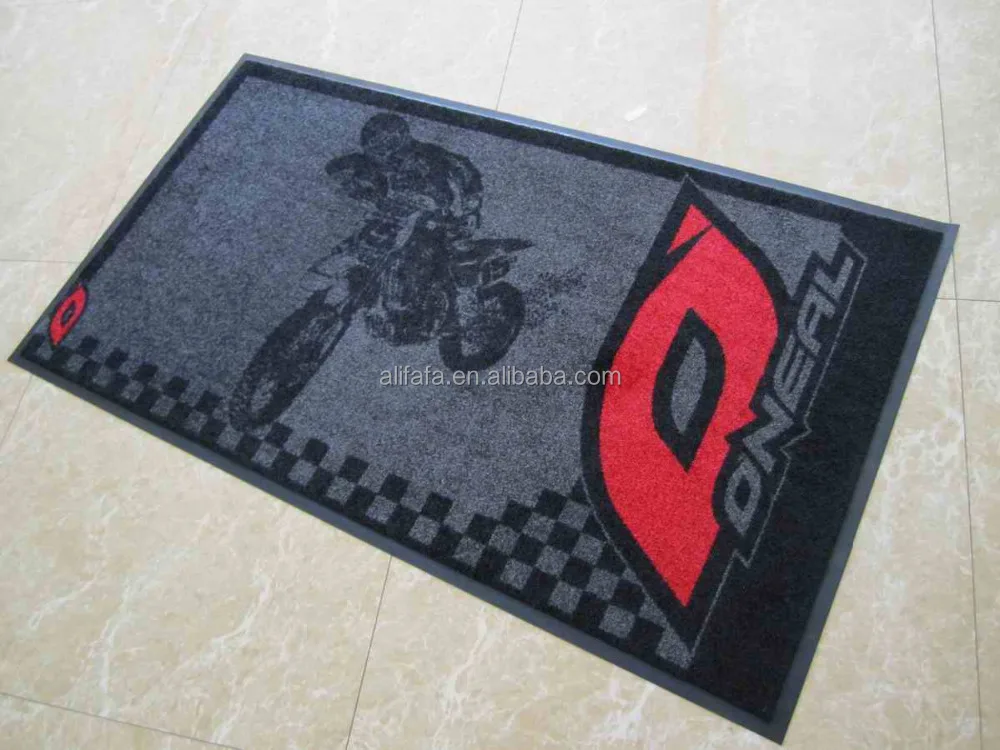 Anti-slip Rubber Backing Custom Motorcycle LOGO Mat