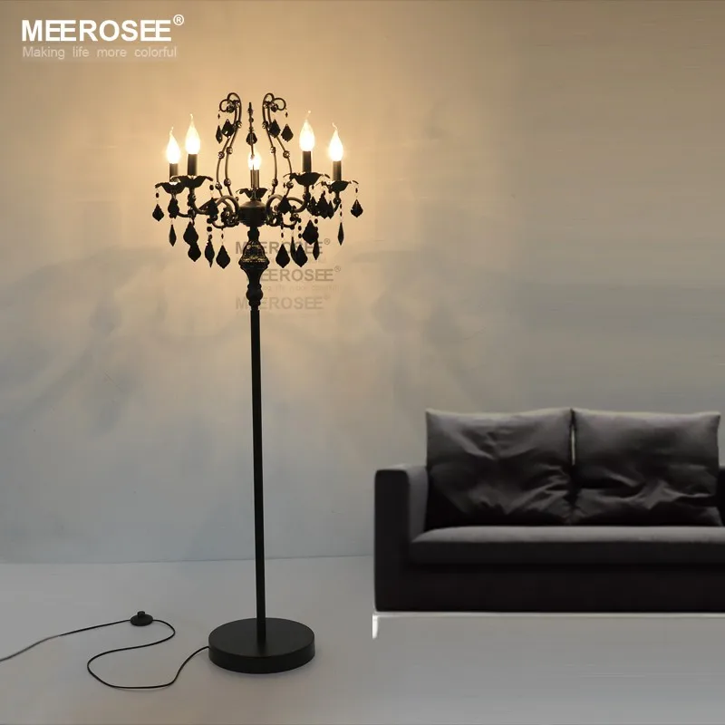 Vintage 5 Lights Crystal Floor Lamp, Floor Stand Light Fixture Cristal Lustre de cristal Candelabra Standing Lamp MD2520