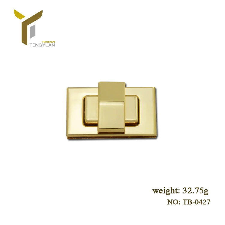 Good quality rectangular metal bag lock leather bag hardware twist lock