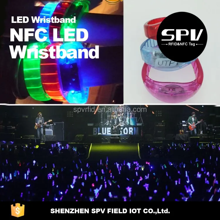 Звук Активирован Пульт Дистанционного Управления LED NFC Браслеты