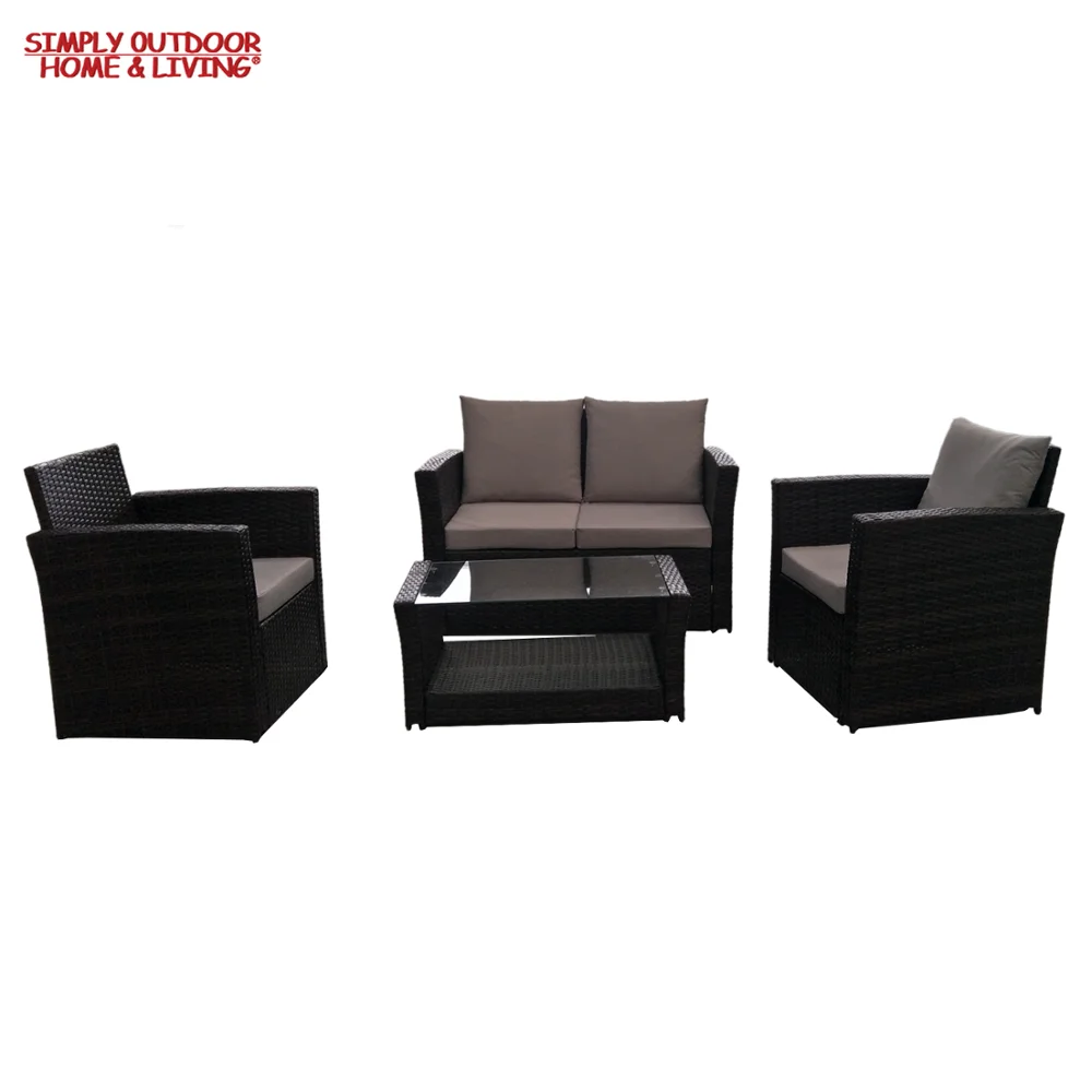 Быстрая доставка набор диванов из ротанга для улицы 4 предметов Amazan лидер продаж