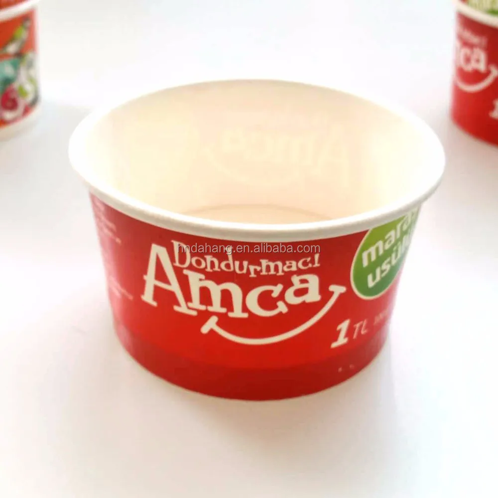 Food grade recycled disposable 100ml 150ml 500ml icecream paper cup custom printed 3oz 5oz 8oz ice cream paper cups with lid