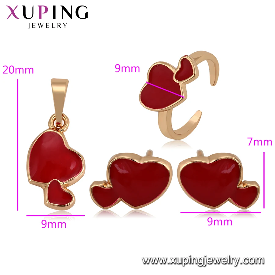 Набор 025 xuping Многоцветный двойной ювелирный набор в форме сердца, демонстрация родителей