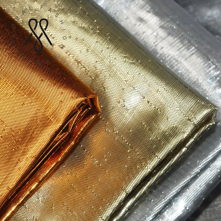 
China Manufacturer 100% Polyester Christmas Gold Tissue Lame Fabric 