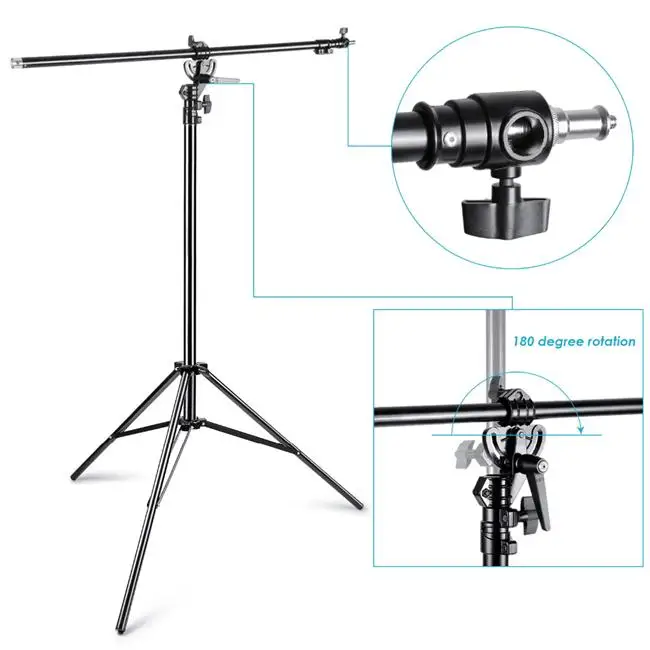 Photo Studio 2 in 1 Light Stand Boom Arm and Sandbag for Supporting Softbox Studio Flash for Video Portrait