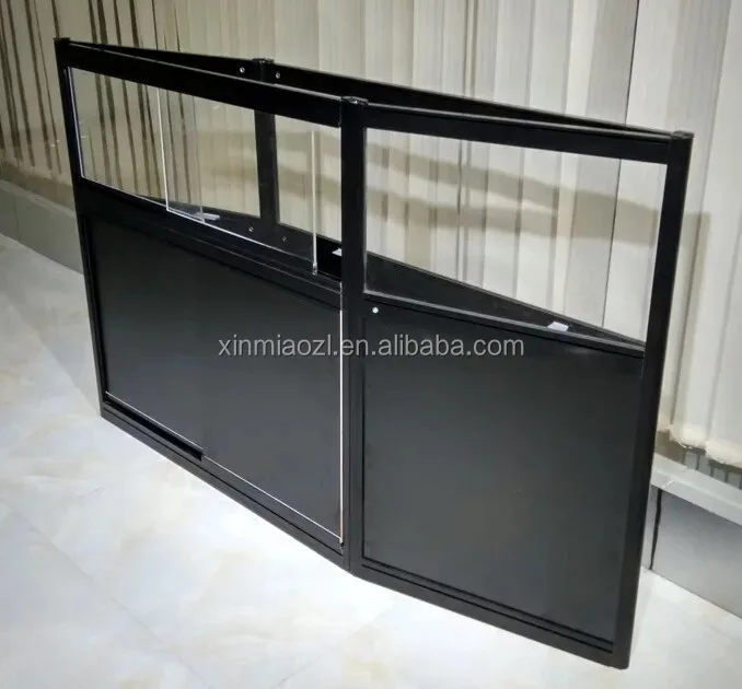 Glass Display Cabinet Foldable, Portable Lockable Aluminum Frame LED Glass Showcase For Display