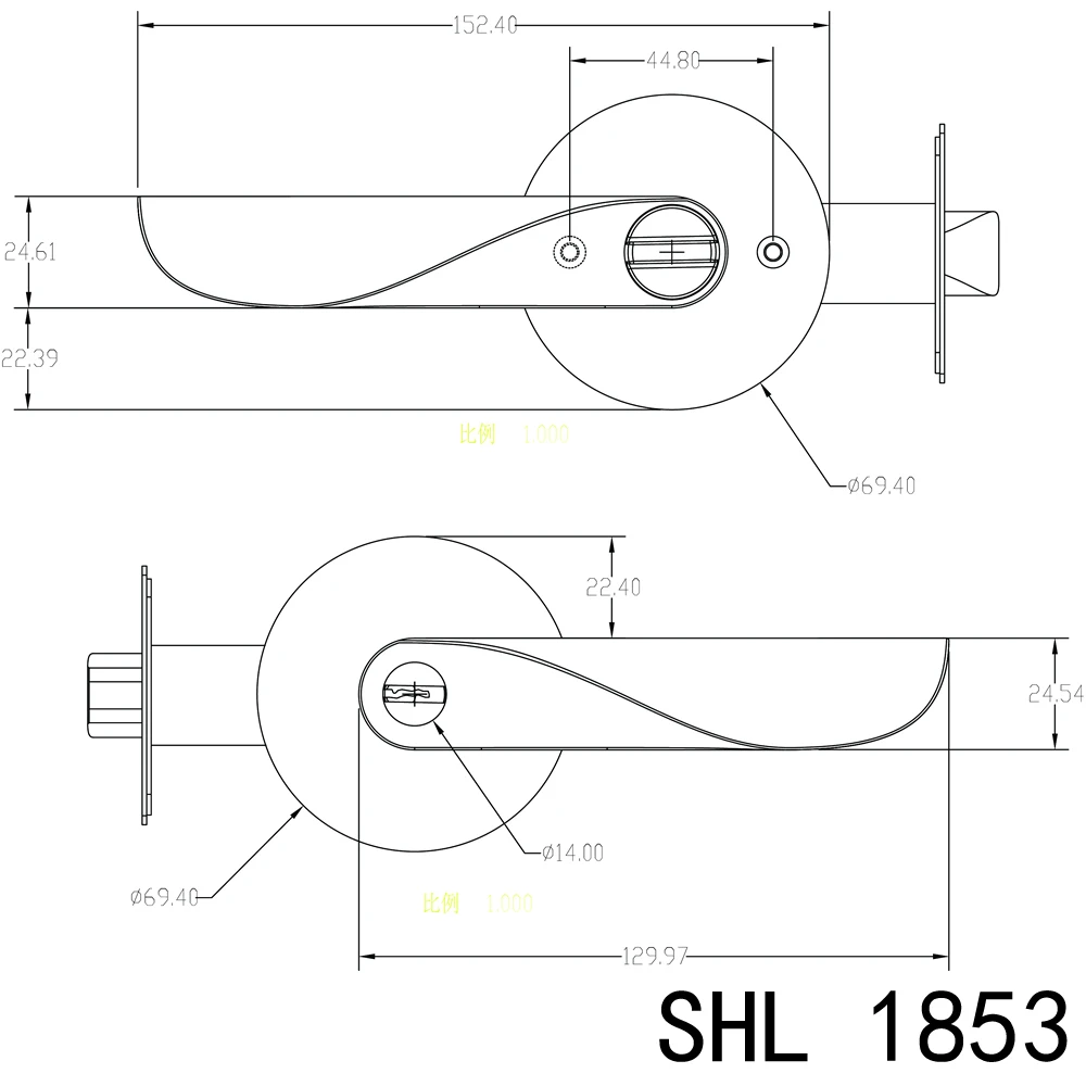 Ручка рычага передней двери MOK и твердая ручка из нержавеющей стали для дверного замка