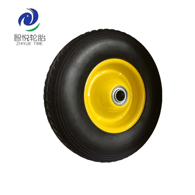 10 inch semi-pneumatic rubber wheel with bearing for wheelbarrow, garden trailer, trolley