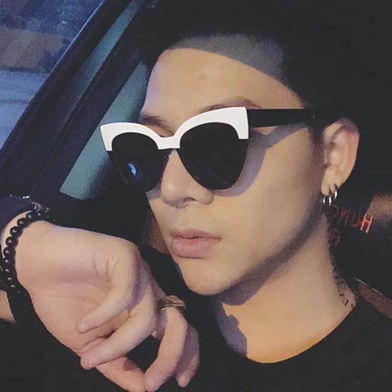 New Arrives Female Custom Fashion Oversized Cat Eye Sunglasses for Women Men