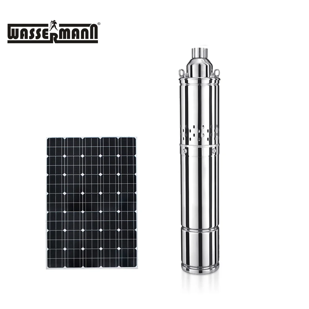 DC solar submersible deep well pump with built-in controller