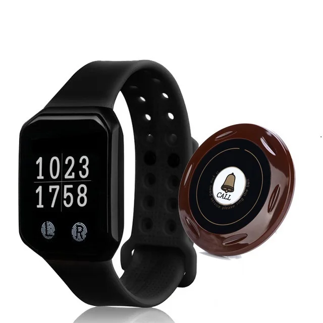 BYHUBYENG Вызов Вибрирующие пополнения системы беспроводной Запястье Часы Pager для ресторана Наручный пейджер