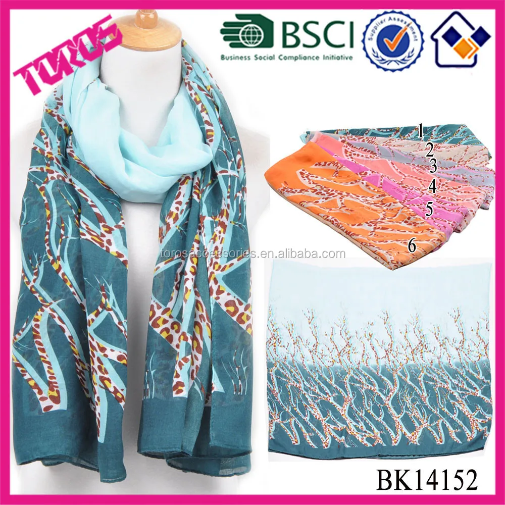 2015 fashion printing lady polyester scarf