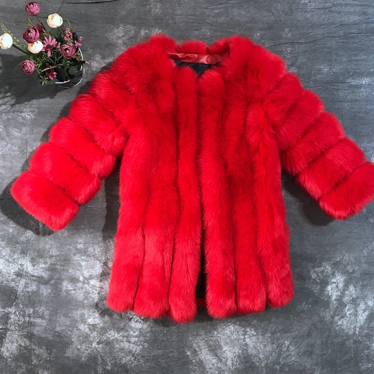 
European popular wholesale long style faux fox fur winter warm coat 