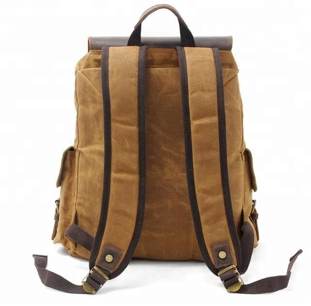 F9151 Europe Vintage New Model Outside Waxed Canvas Travel Backpack