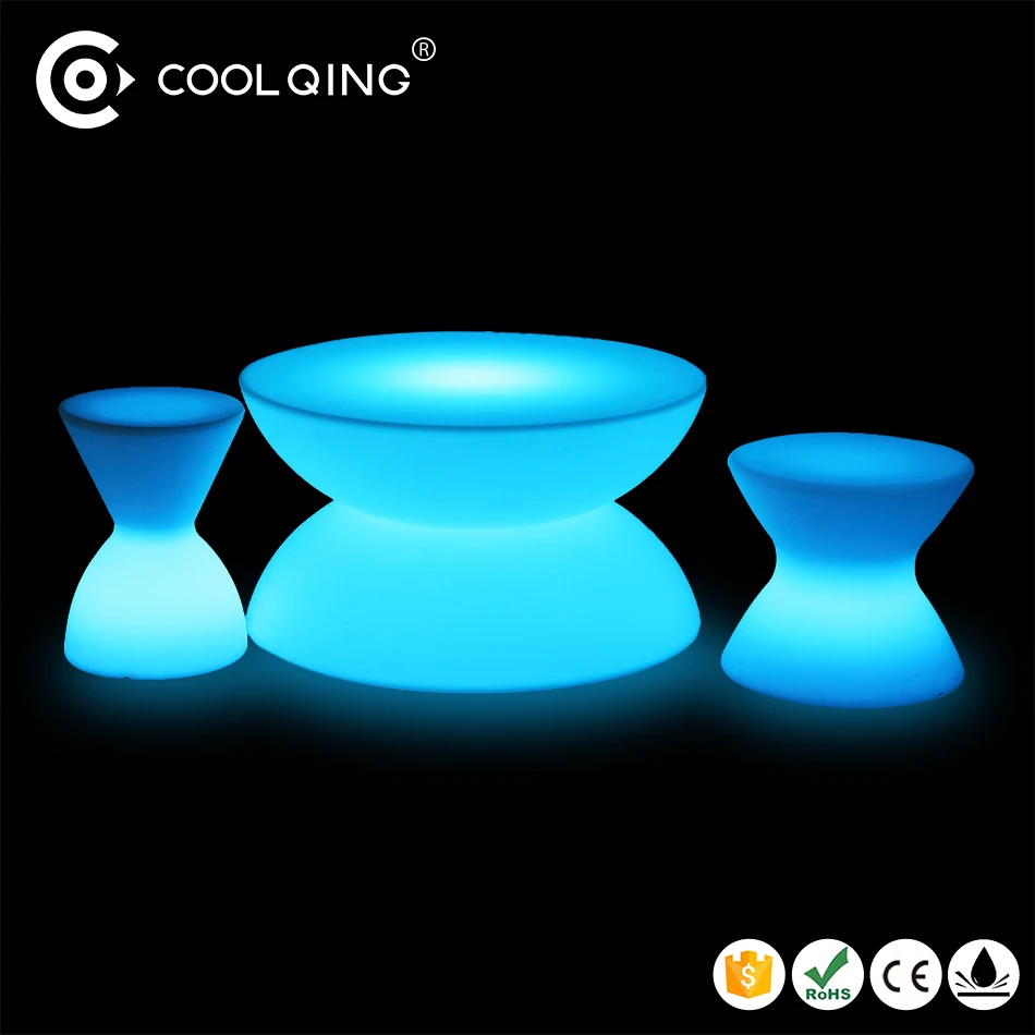 indoor or outdoor glowing furniture LED bar coffee plastic round table