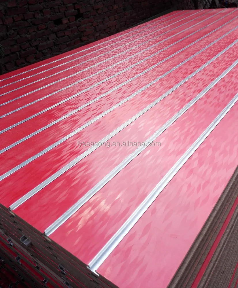 shandong linyi 1220x2440x18mm pink magic melamine slot mdf board slat wall board
