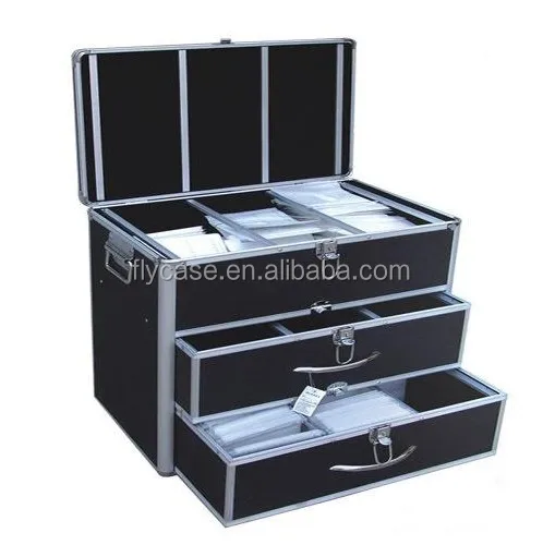 Aluminum CD/DVD storage  case Professional Novelty High-capacity Multipurpose Aluminum  tools  Case With Drawers