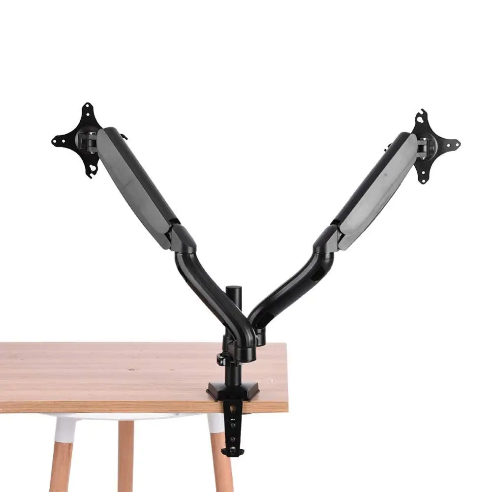 Dual Adjustable  Full Motion Monitor Mount Arm Stand With Gas Spring