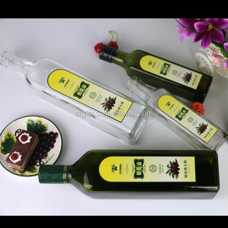Transparent 250ml500ml750ml Camellia Oil Bottle Glass Dark Green Olive Oil Bottle