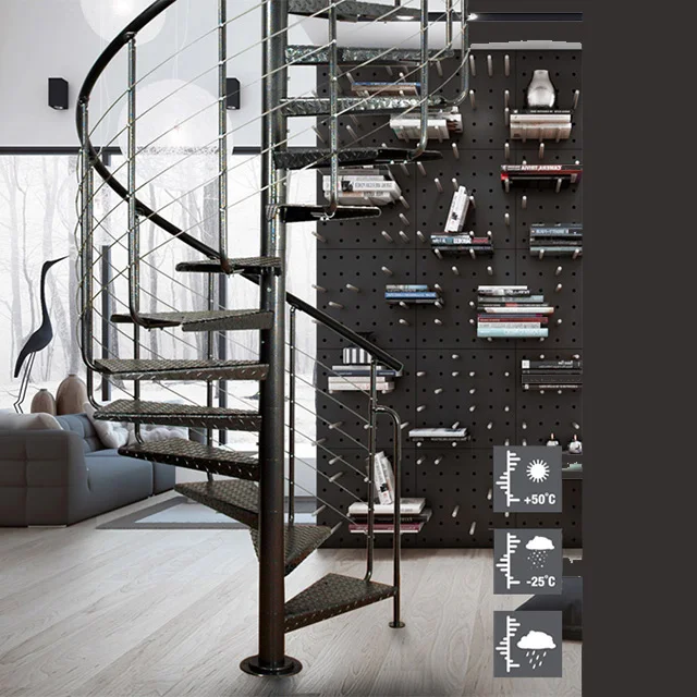 Modular Steel Indoor Curved Decorative Spiral Staircase Design