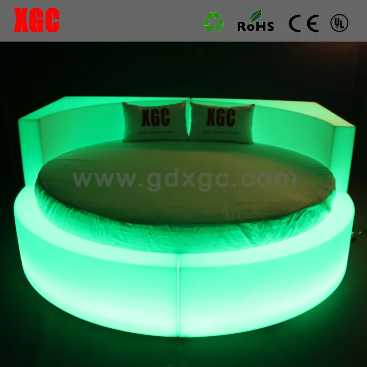 LED lighted plastic beautiful round bed king size new model bed LED special open-air film bed