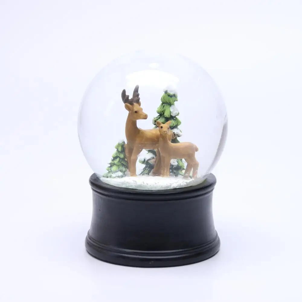 Musical Decorative Christmas Polyresin Reindeer Snow Globe With Blowing Snow