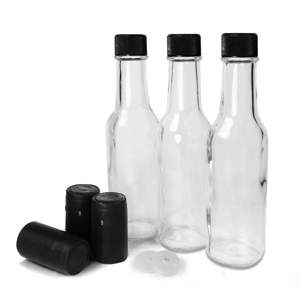 5 oz tabasco bottle glass hot sauce bottles with caps and inserts