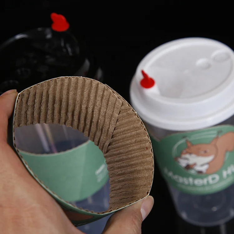 
Custom shape logo printed disposable paper cup sleeve for hot coffee cup 