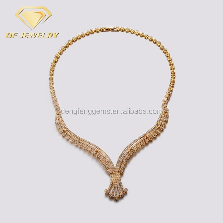 Cheap CZ Stone Lariat Necklaces Jewelry Set Fashion Costume Gold Plated Jewelry Sets