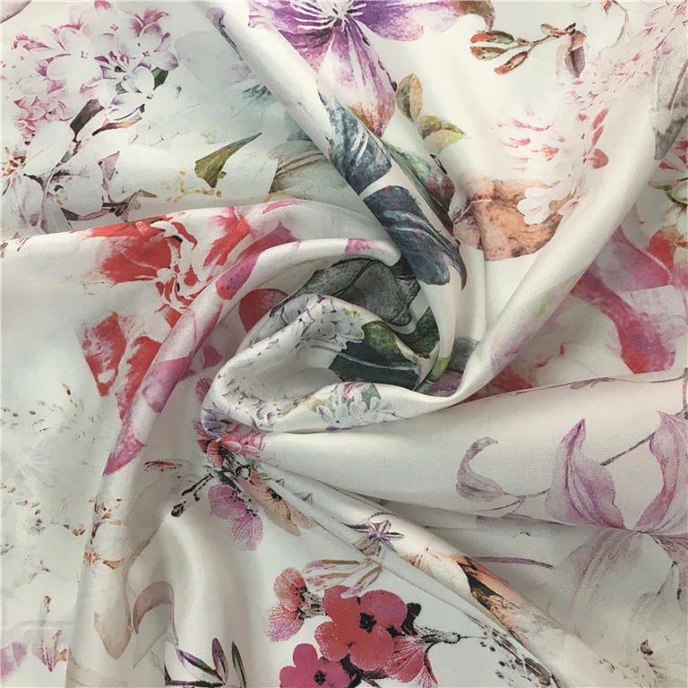 Custom digital print high quality 14mm silk fabric