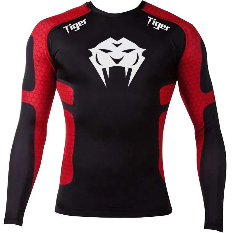 Custom Design Men Fitness Shirt Slim-fit BJJ MMA Rashguard Boy Men Cycling Jersey Full Printing Long Sleeve T-shirt Gym Sport