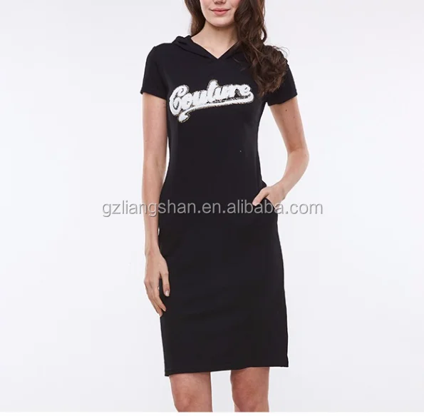 
Wholesale 2016 New Women Dress Cotton Short Sleeve Print Letter Casual Summer Dresses Plus Size Hoodie Bodycon Dress 