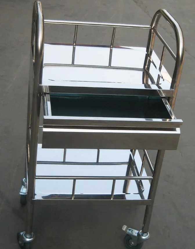 FY-E004 Best Selling ECG Trolley Stainless Steel Medical Cart with One Drawer