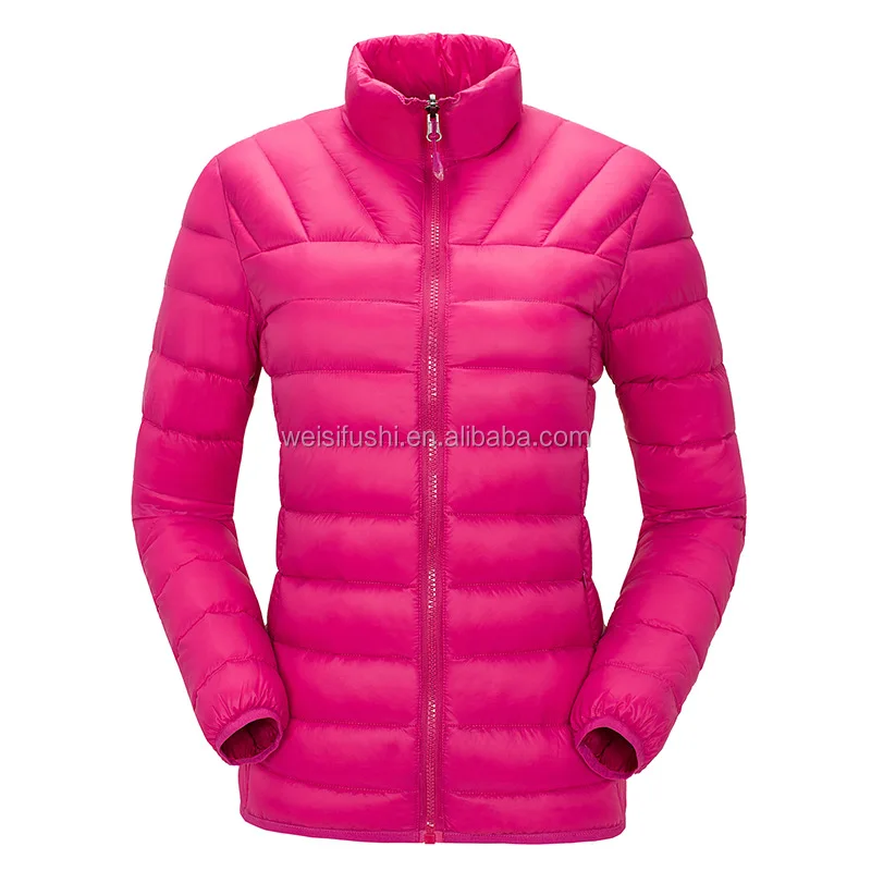 
custom high quality womens winter lightweight and warm goose down feather filled padded jackets 