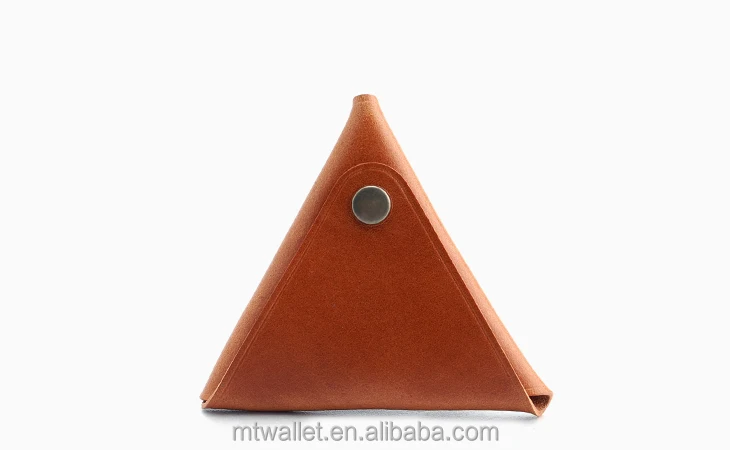 Superior Vegetable Tanned Leather Coin Bag Long Life Usage Triangle Change Purse