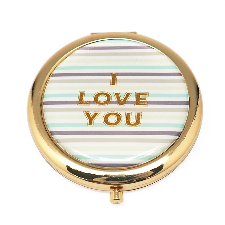 Hx-7032 Custom design printed 70mm round vintage makeup  mirror