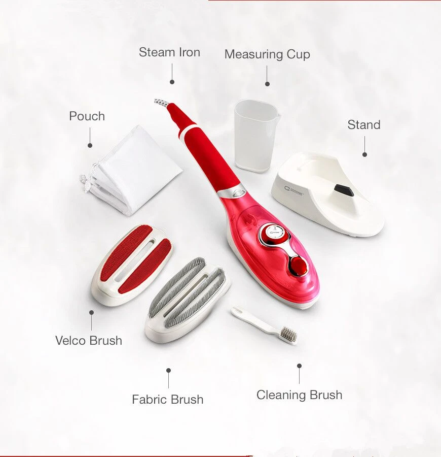 Red Plastic Portable garment steamer steam iron