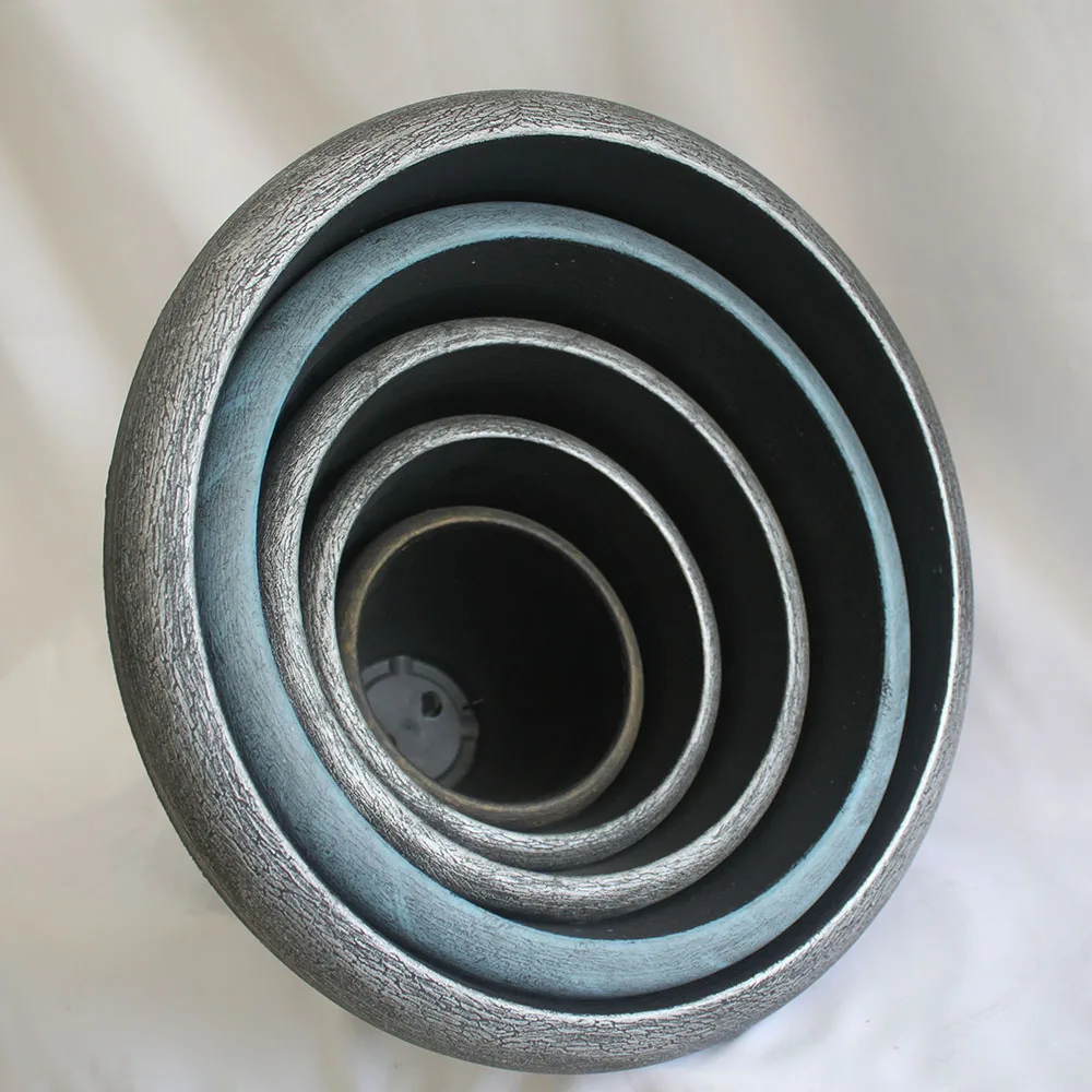 Leizisure Wholesale 6/8 /10/12/15 Inch Round Bronze Garden Indoor Outdoor Planting Plastic Planter