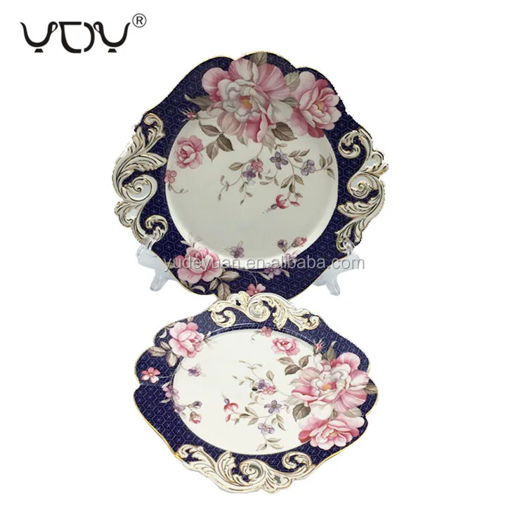 new bone china 24pcs western blue flower design wholesale fine royal porcelain tea cup sets
