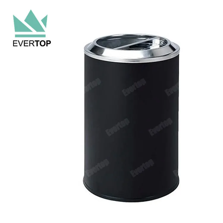 DB-48C 100L Public Airport Underground Trash Can, Semi-Opening Top Large Metal Waste Bin Round w LOGO Printing Waste Container