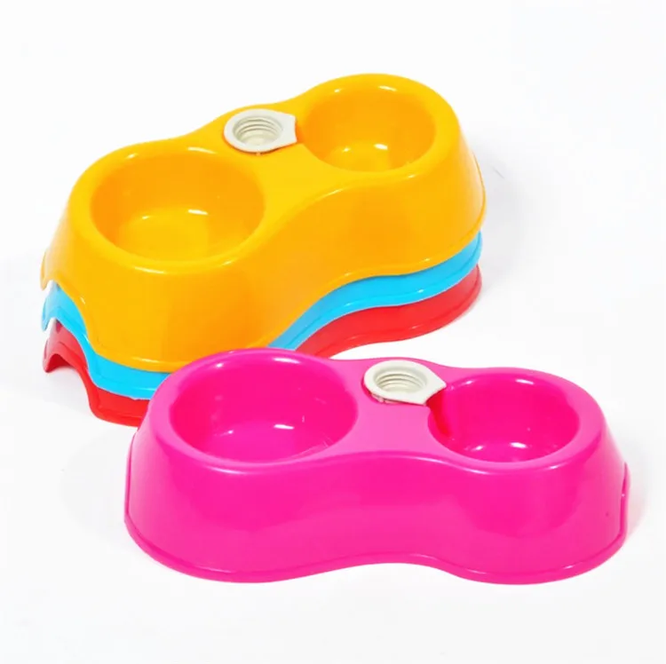 Colorful Pluggable Bottle Plastic Pet Water Dispenser Bawl Double Pet Feeder